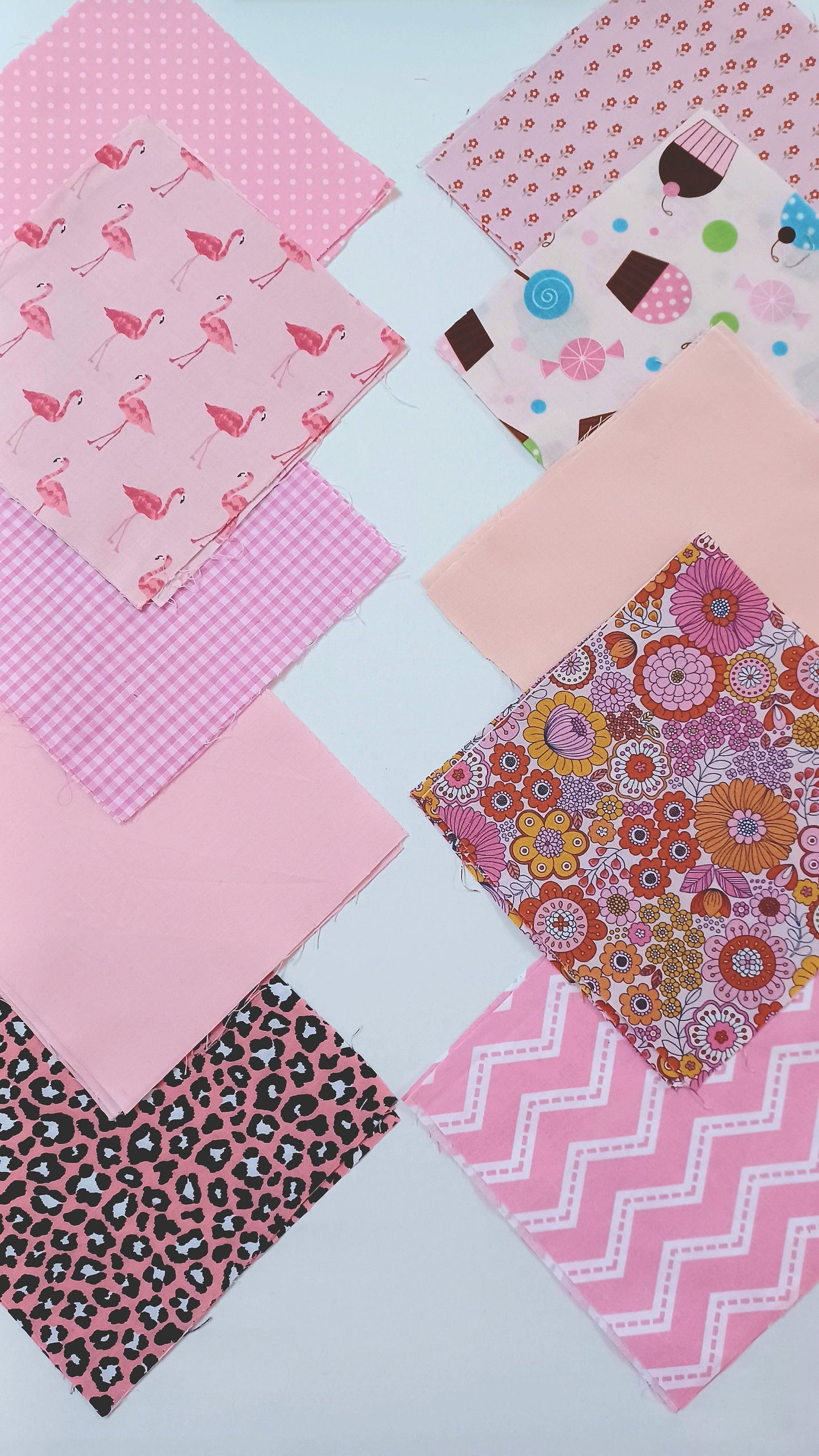 Patchwork Cotton Squares Bundle Fabric Squares Fabric Remnants Arts Crafts Collage Quilting Mixed Media 30 x Pieces 6 inch Pale Pinks