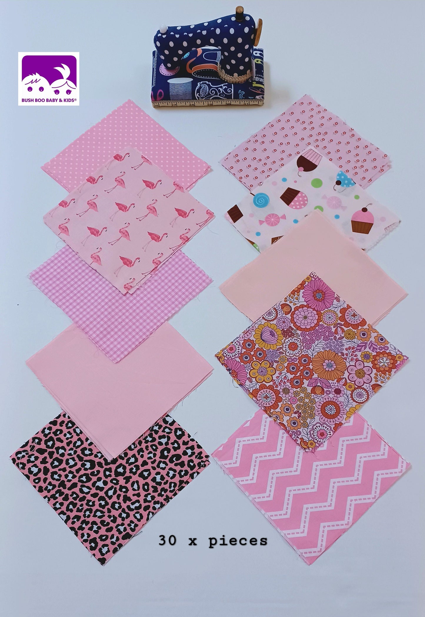 Patchwork Cotton Squares Bundle Fabric Squares Fabric Remnants Arts Crafts Collage Quilting Mixed Media 30 x Pieces 6 inch Pale Pinks