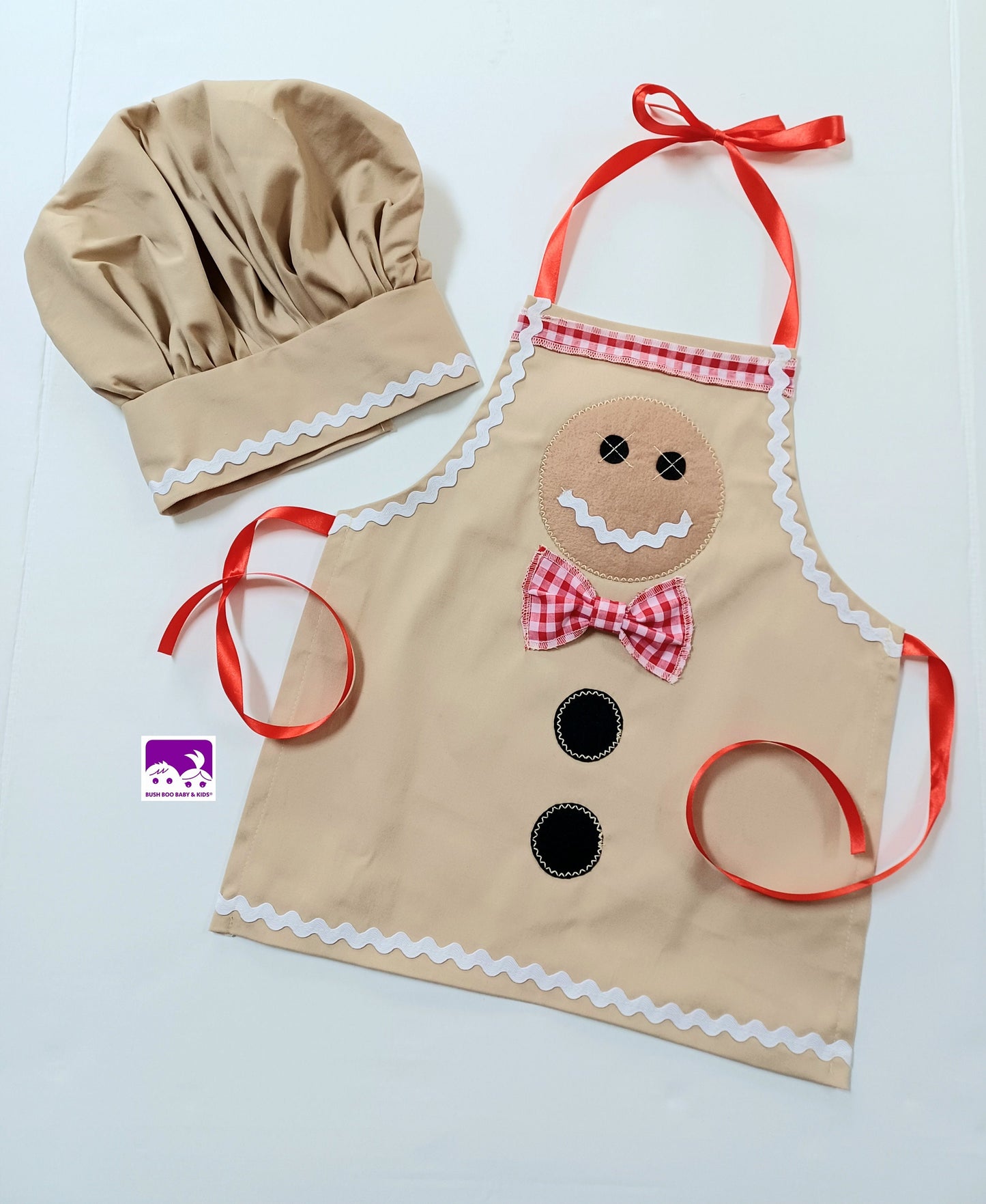 Christmas Kitchen Chef outfit, Gingerbread man apron & hat,kids photography,kids cook photo prop costume,xmas hat/apron set for photography