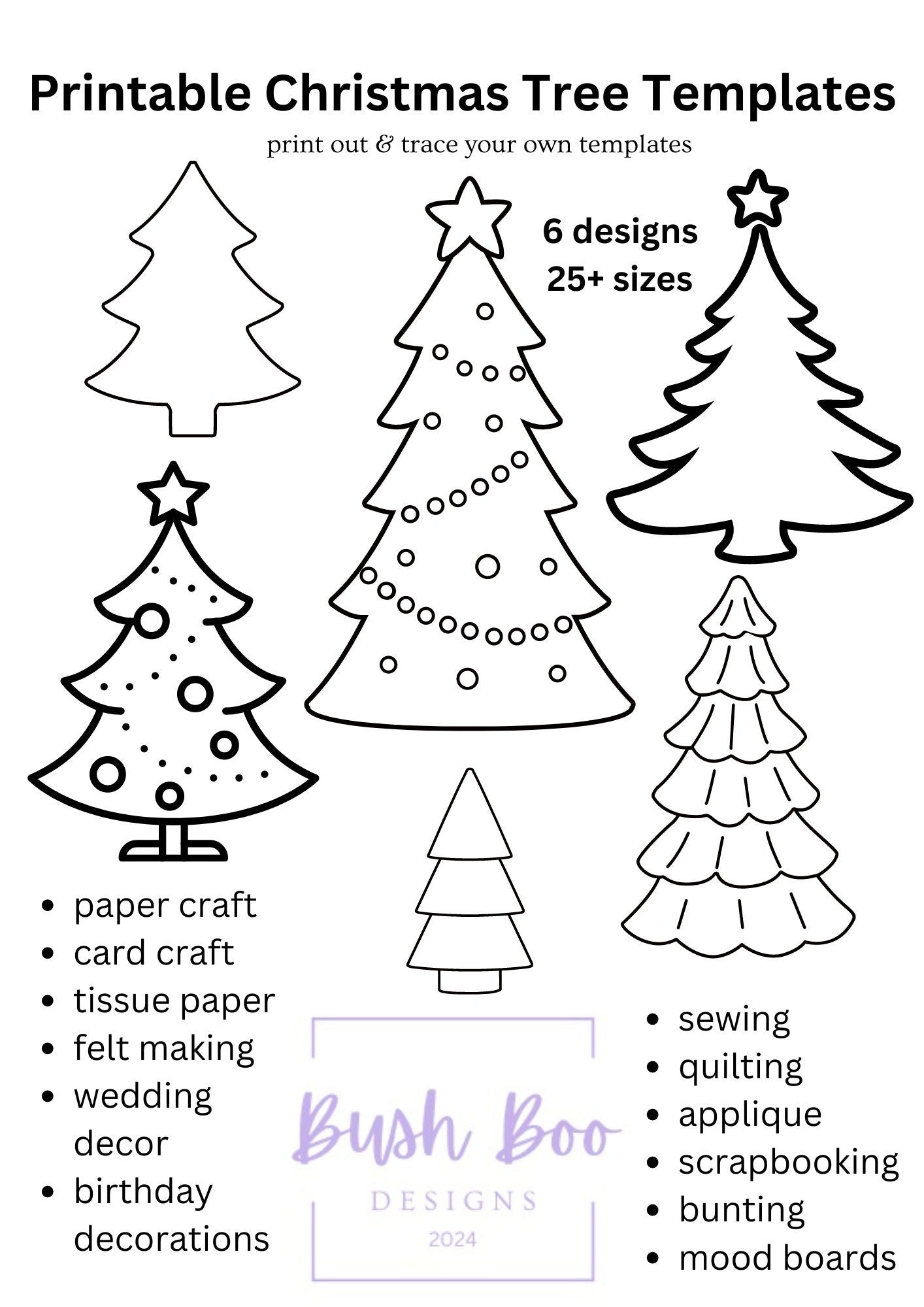 christmas tree templates for christmas art 7 page festive templates paper  craft instant pdf download tree craft project kids craft activity