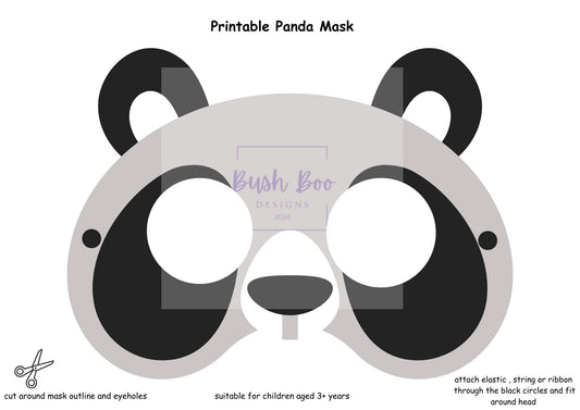 Panda Mask Printable Children's Panda Mask Printable Animal Kids Craft DIY Party Mask Paper Craft INSTANT PDF download - no sew mask