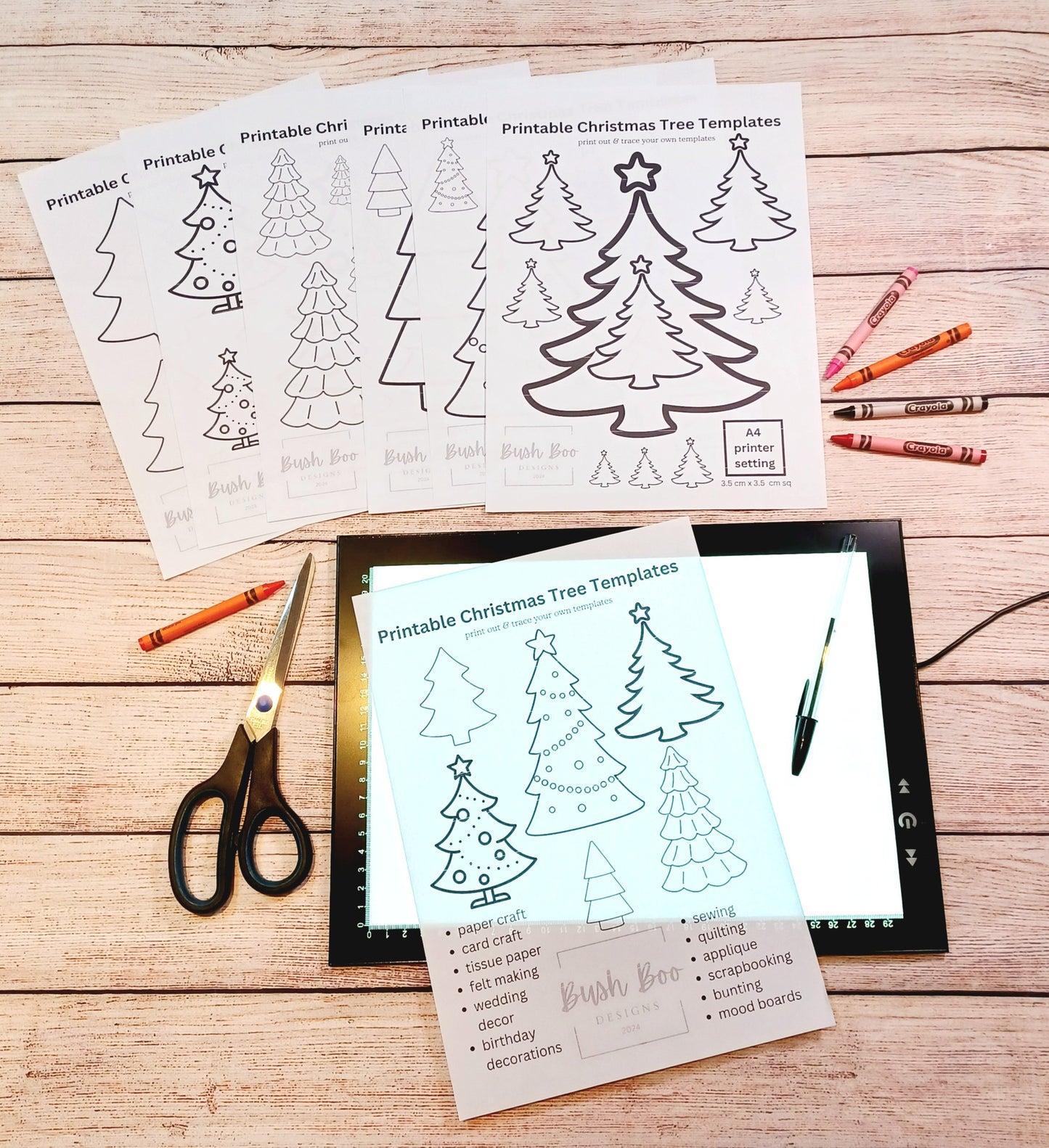 Christmas Tree templates for christmas art 7 page festive templates paper craft INSTANT PDF download tree craft project kids craft activity