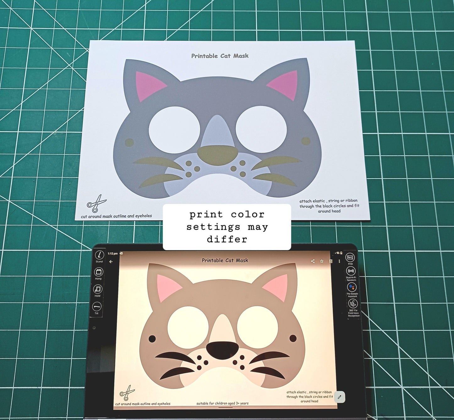 Cat Mask Printable Children's Cat Mask Printable Kids Craft DIY Party Mask Cat Paper Craft INSTANT PDF download - no sew mask