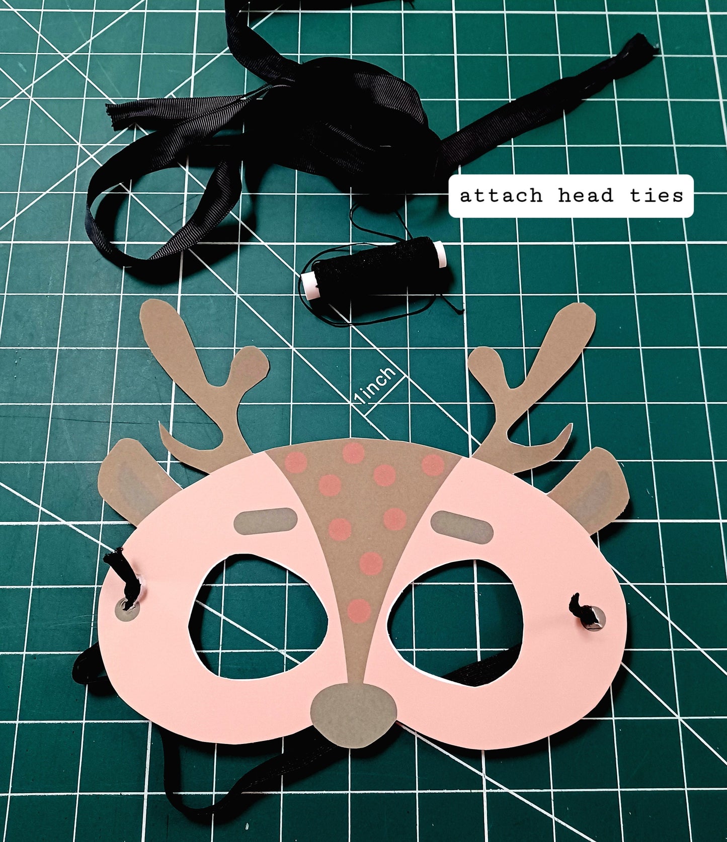 Reindeer Mask Printable Children's Rudolph Mask Printable Animal Kids Craft DIY Party Mask Paper Craft INSTANT PDF download - no sew mask