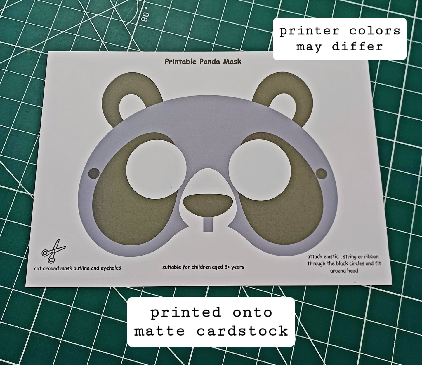 Panda Mask Printable Children's Panda Mask Printable Animal Kids Craft DIY Party Mask Paper Craft INSTANT PDF download - no sew mask