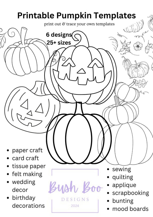 Halloween Pumpkin templates for decorative art 7 page spooky templates paper craft INSTANT PDF download craft project kids craft activity