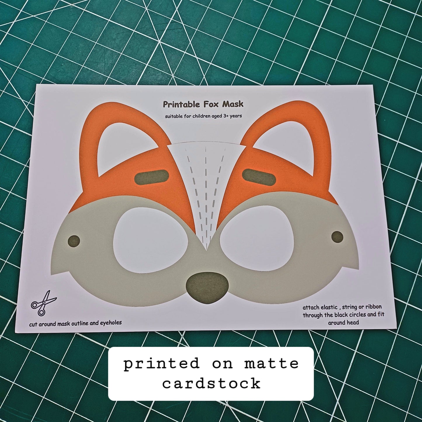 Fox Mask Printable Children's Fox Mask Printable Animal Kids Craft DIY Party Mask Paper Craft INSTANT PDF download - no sew mask