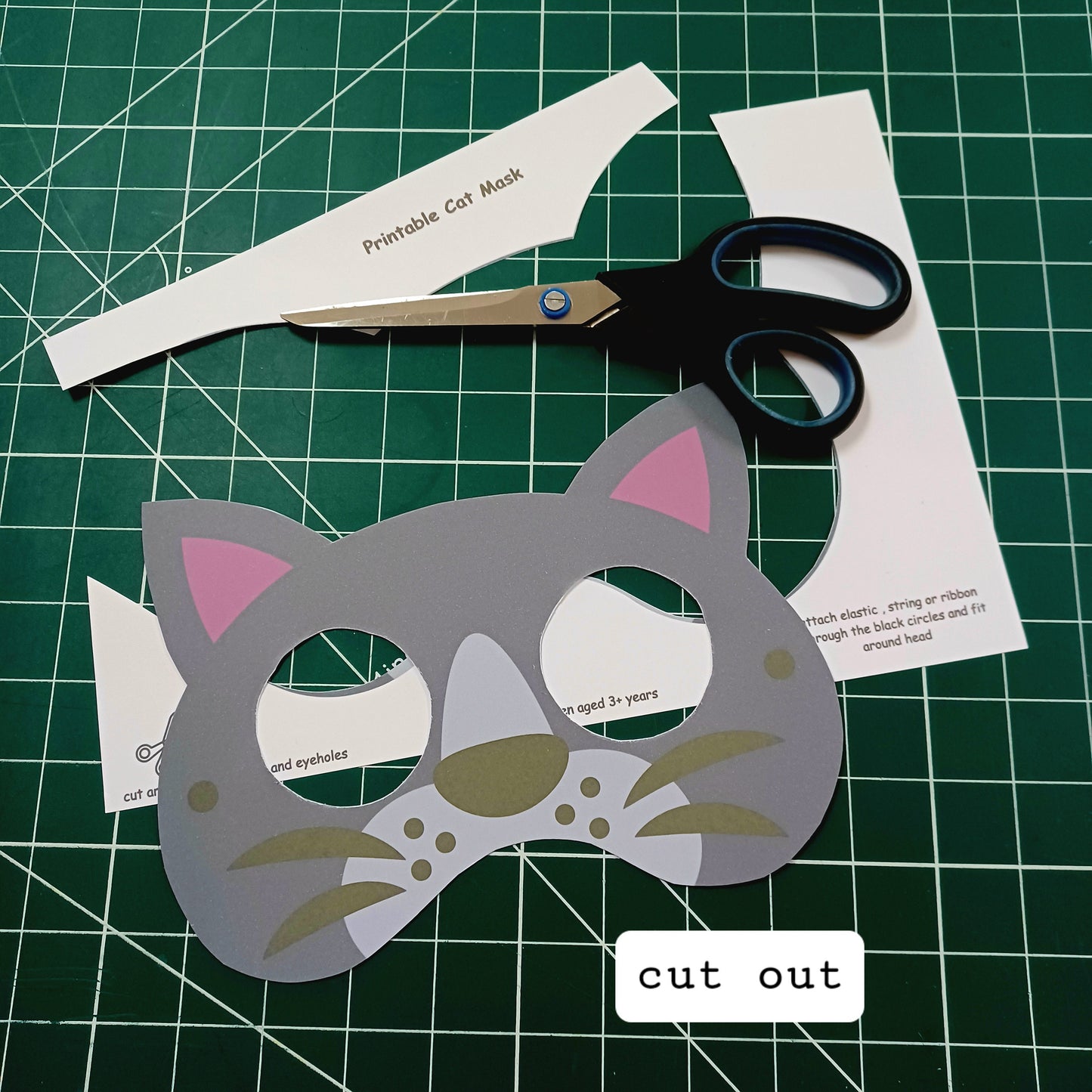 Cat Mask Printable Children's Cat Mask Printable Kids Craft DIY Party Mask Cat Paper Craft INSTANT PDF download - no sew mask