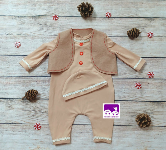 Newborn baby Gingerbread Man photography outfit,Newborn  Gingerbread set photo props,christmas suit photo prop,newborn costume prop