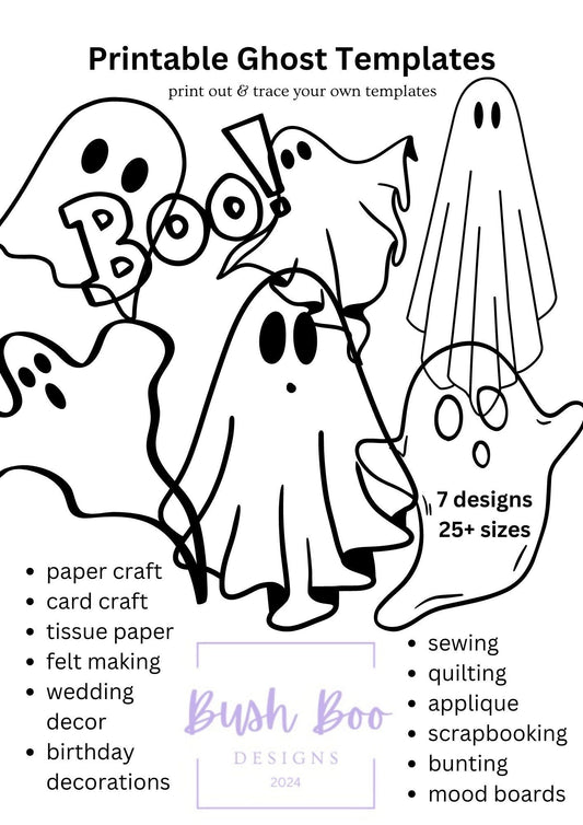 Halloween Ghost templates for decorative art 8 page festive templates paper craft INSTANT PDF download craft project kids craft activity