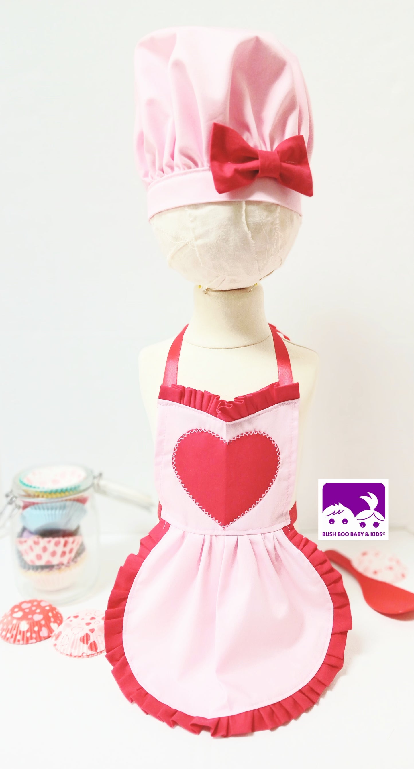 Valentine Cakesmash Baby Chef Pink outfit baby Baker baby cook photo prop Costume chef hat bakers costume girls apron baby hat & apron photoprop set