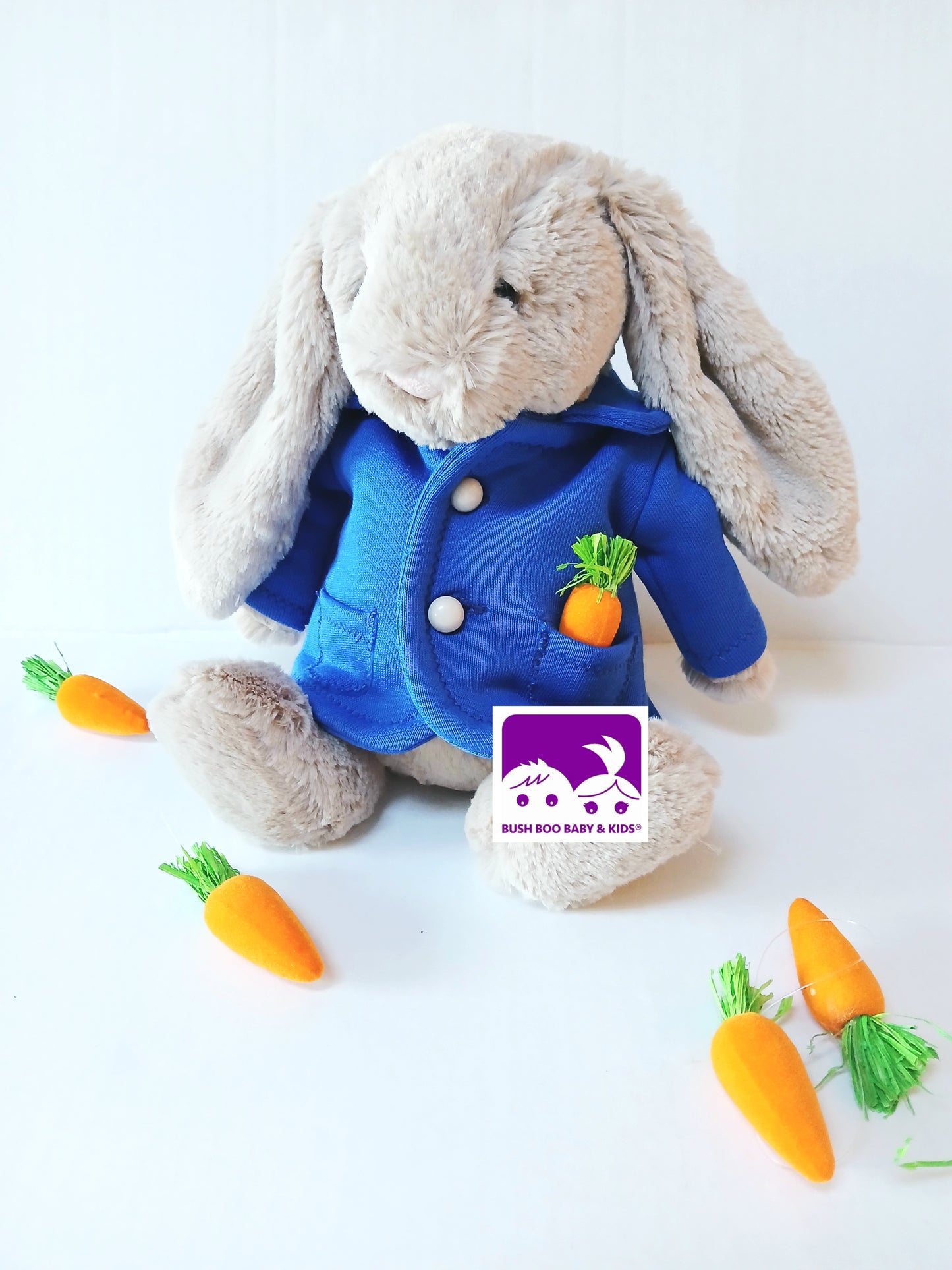 Plush Bunny Toy outfit , Easter bunny costume , Rabbit's blue coat , Woodland bunny coat