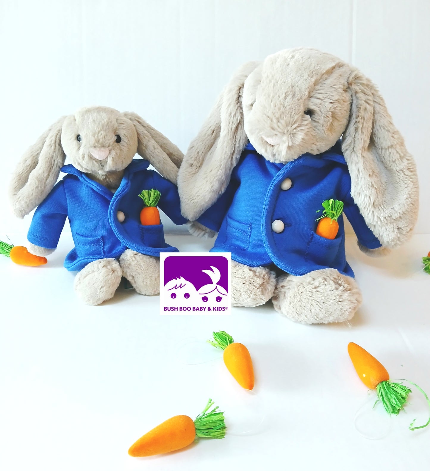 Plush Bunny Toy outfit , Easter bunny costume , Rabbit's blue coat , Woodland bunny coat