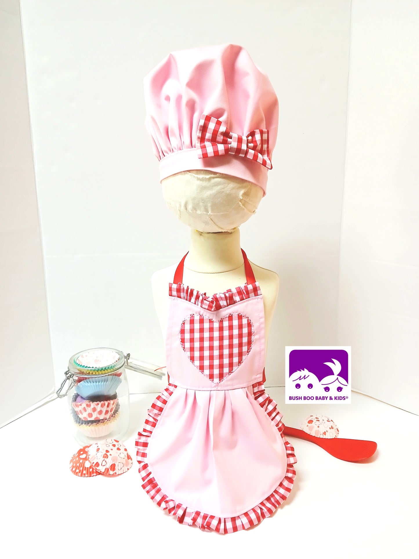 Valentine Cakesmash Baby Chef Pink outfit baby Baker baby cook photo prop Costume chef hat bakers costume girls apron baby hat & apron photoprop set