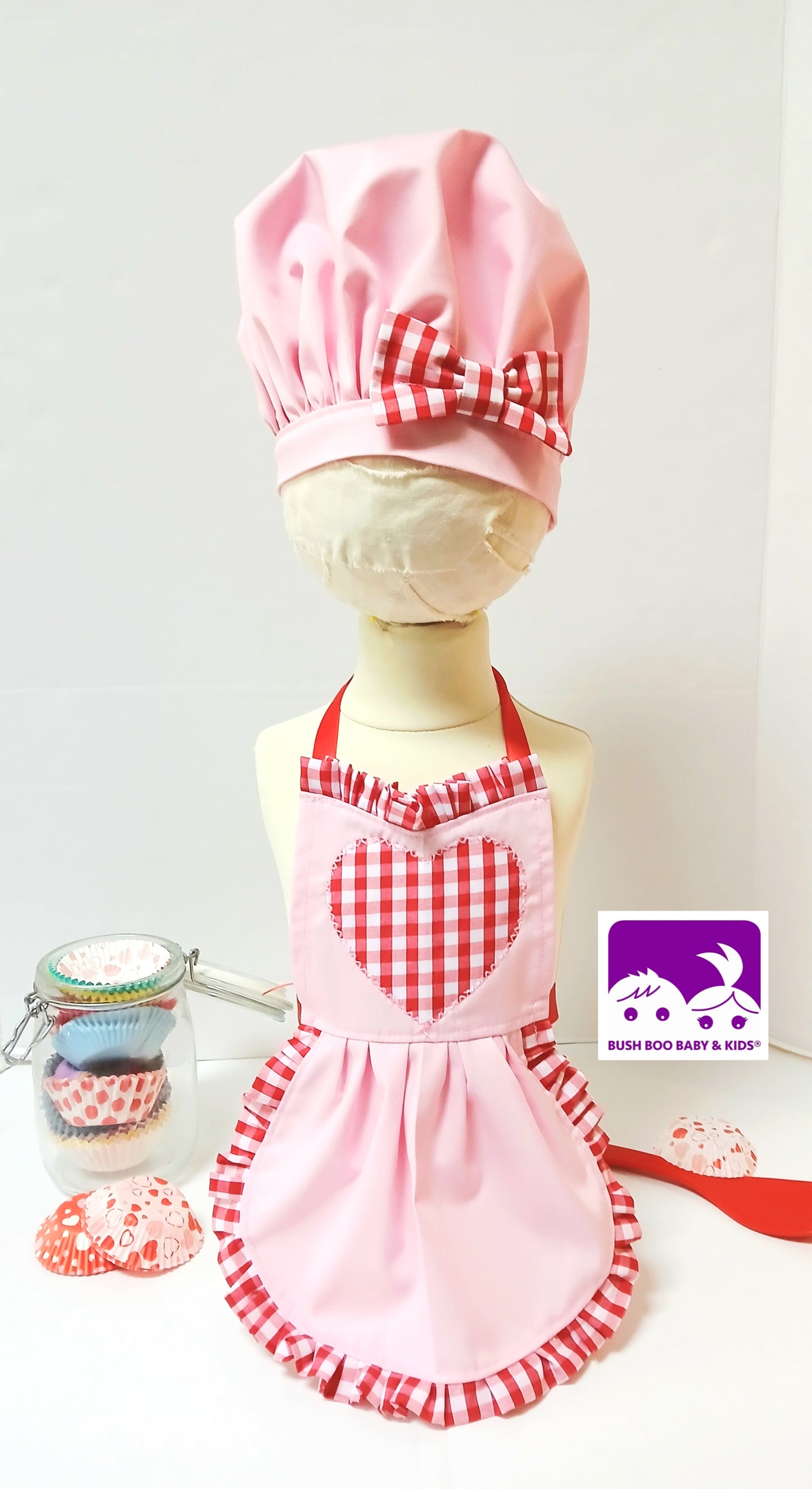 Valentine Cakesmash Baby Chef Pink outfit baby Baker baby cook photo prop Costume chef hat bakers costume girls apron baby hat & apron photoprop set