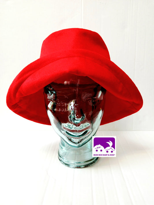 Adult Red Felt Bucket Hat : World Book Day , Halloween