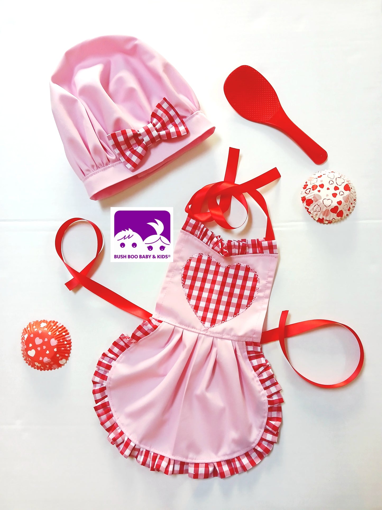 Valentine Cakesmash Baby Chef Pink outfit baby Baker baby cook photo prop Costume chef hat bakers costume girls apron baby hat & apron photoprop set