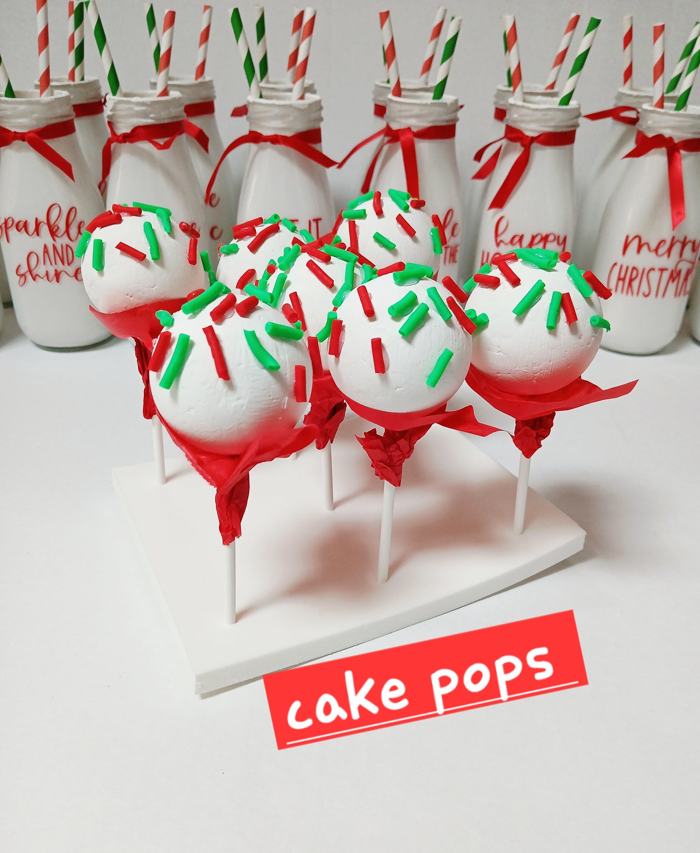 Christmas Kitchen Fake Props , Hot Cocoa Mugs , Milk Bottles , Felt Cookies & Cakepops - for use in photography