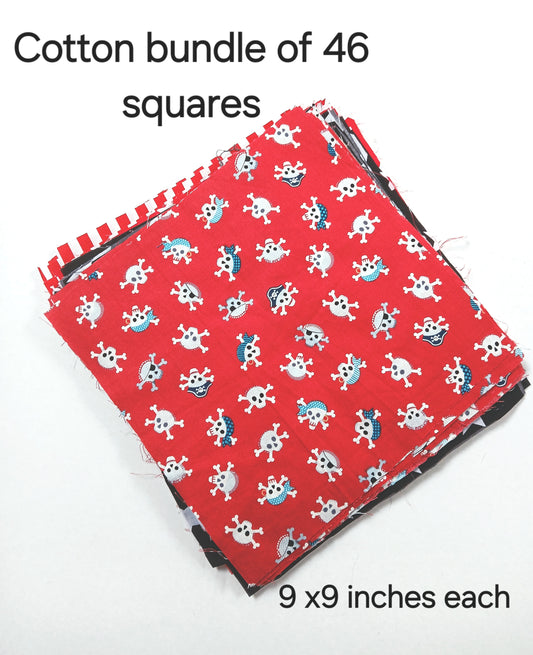 Patchwork Cotton Squares Bundle Fabric Squares Fabric Remnants Arts Crafts Collage Quilting Mixed Media 46 x Pieces 9 inch Bright Pinks (Copy)
