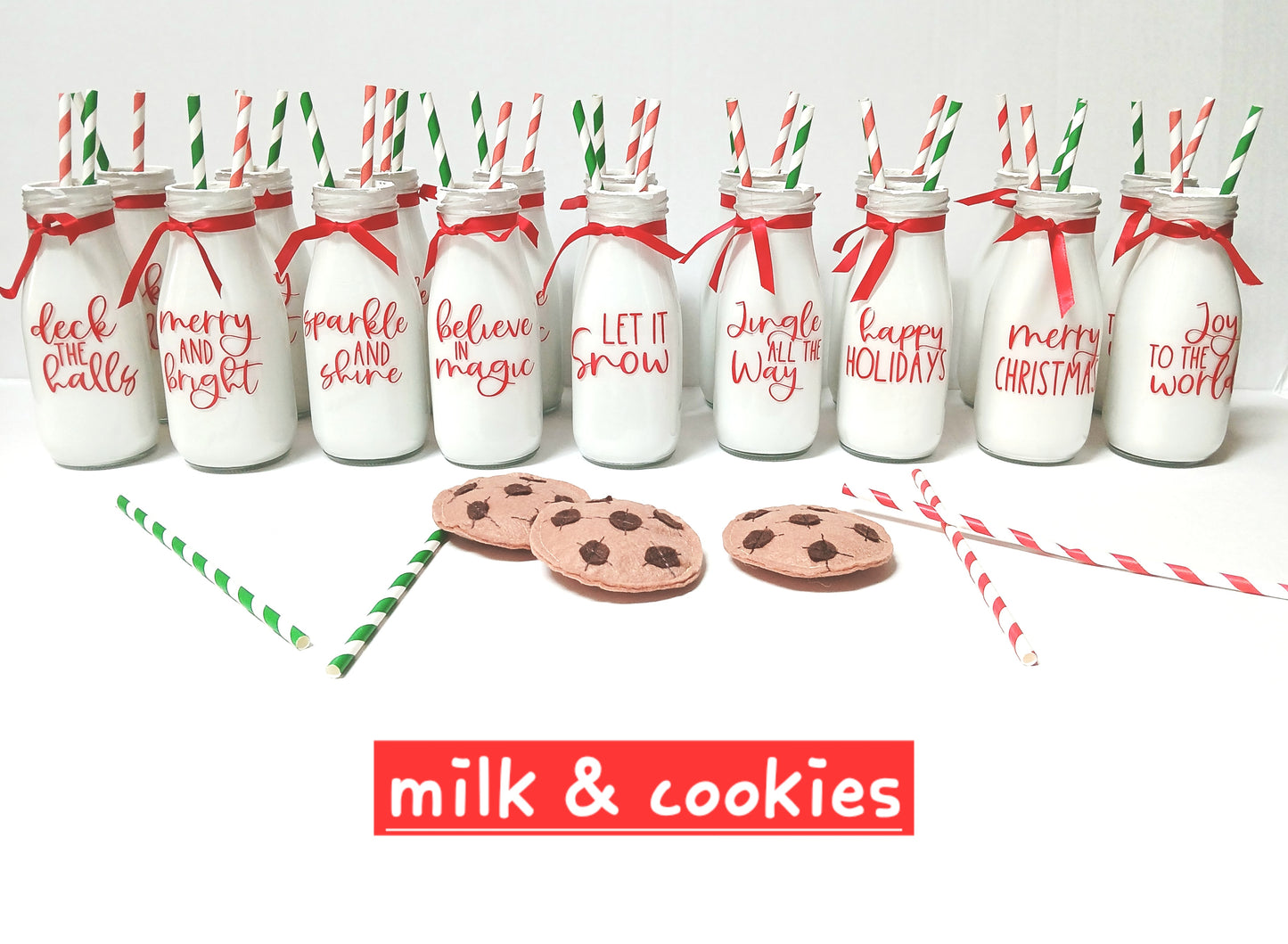 Christmas Kitchen Fake Props , Hot Cocoa Mugs , Milk Bottles , Felt Cookies & Cakepops - for use in photography