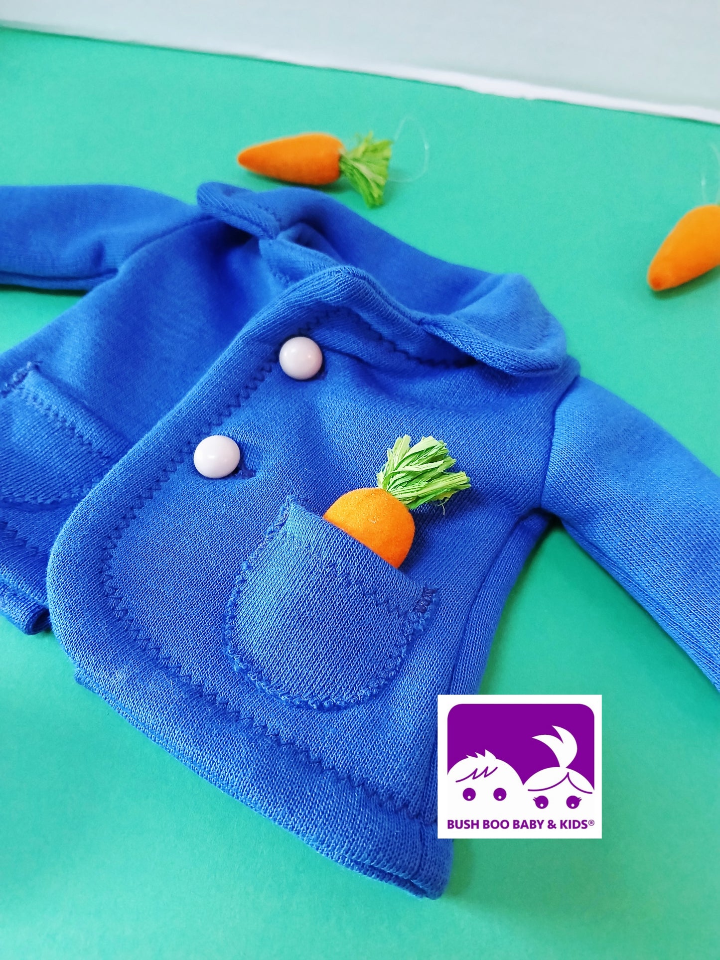 Plush Bunny Toy outfit , Easter bunny costume , Rabbit's blue coat , Woodland bunny coat