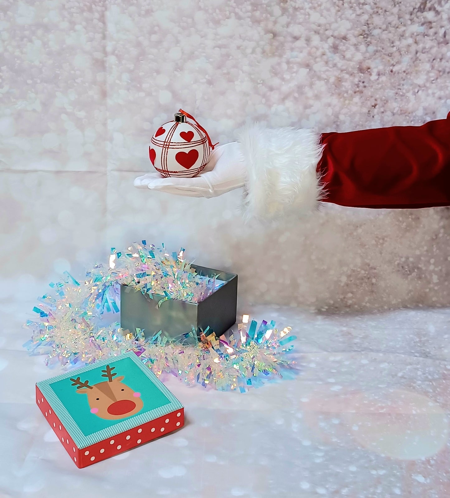 Santa Sleeve & Gloves Set for a Christmas photoshoot